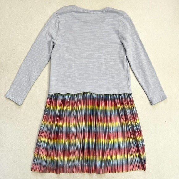 NWT J. Crew Crewcuts Girl Blue Knit Long Sleeve Metallic Rainbow Dress AP973 16 - Picture 8 of 8